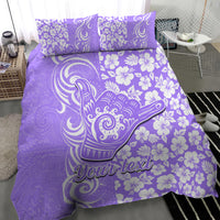 Custom Hawaii Kauai Island Bedding Set Hibiscus Pattern Seamless Tribal Simple Purple LT03 - Polynesian Pride