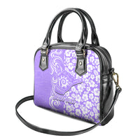 Custom Hawaii Kauai Island Shoulder Handbag Hibiscus Pattern Seamless Tribal Simple Purple LT03 - Polynesian Pride