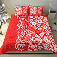Custom Hawaii Kauai Island Bedding Set Hibiscus Pattern Seamless Tribal Simple Red LT03 - Polynesian Pride