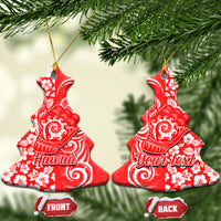 Custom Hawaii Kauai Island Ceramic Ornament Hibiscus Pattern Seamless Tribal Simple Red LT03 - Polynesian Pride