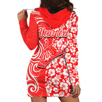 Custom Hawaii Kauai Island Hoodie Dress Hibiscus Pattern Seamless Tribal Simple Red LT03 - Polynesian Pride
