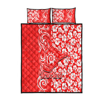 Custom Hawaii Kauai Island Quilt Bed Set Hibiscus Pattern Seamless Tribal Simple Red LT03 Red - Polynesian Pride