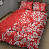 Custom Hawaii Kauai Island Quilt Bed Set Hibiscus Pattern Seamless Tribal Simple Red LT03 - Polynesian Pride