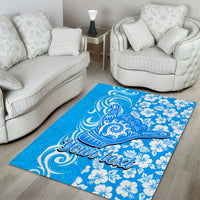 Custom Hawaii Kauai Island Area Rug Hibiscus Pattern Seamless Tribal Simple Blue LT03 - Polynesian Pride