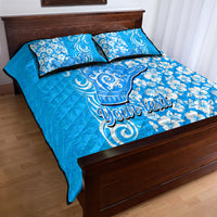 Custom Hawaii Kauai Island Quilt Bed Set Hibiscus Pattern Seamless Tribal Simple Blue LT03 - Polynesian Pride