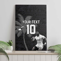 Custom Fiji Rugby Pacific Champions 2024 Canvas Wall Art Anniversary 7 Titles - Fijians Rugby and Tapa Hibiscus Black Art LT03 - Polynesian Pride