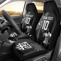 Custom Fiji Rugby Pacific Champions 2024 Car Seat Cover Anniversary 7 Titles - Fijians Rugby and Tapa Hibiscus Black Art