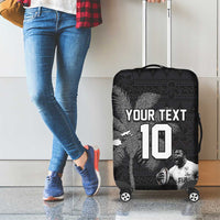 Custom Fiji Rugby Pacific Champions 2024 Luggage Cover Anniversary 7 Titles - Fijians Rugby and Tapa Hibiscus Black Art LT03 - Polynesian Pride