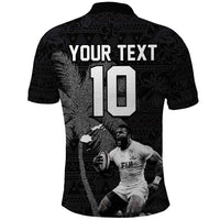 Custom Fiji Rugby Pacific Champions 2024 Polo Shirt Anniversary 7 Titles - Fijians Rugby and Tapa Hibiscus Black Art LT03 - Polynesian Pride