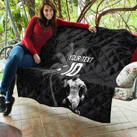 Custom Fiji Rugby Pacific Champions 2024 Quilt Anniversary 7 Titles - Fijians Rugby and Tapa Hibiscus Black Art LT03 - Polynesian Pride