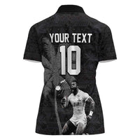 Custom Fiji Rugby Pacific Champions 2024 Women Polo Shirt Anniversary 7 Titles - Fijians Rugby and Tapa Hibiscus Black Art LT03 - Polynesian Pride