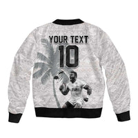 Custom Fiji Rugby Pacific Champions 2024 Bomber Jacket Anniversary 7 Titles - Fijians Rugby and Tapa Hibiscus White Art LT03 - Polynesian Pride