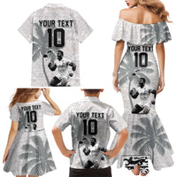 Custom Fiji Rugby Pacific Champions 2024 Family Matching Mermaid Dress and Hawaiian Shirt Anniversary 7 Titles - Fijians Rugby and Tapa Hibiscus White Art LT03 - Polynesian Pride