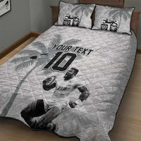 Custom Fiji Rugby Pacific Champions 2024 Quilt Bed Set Anniversary 7 Titles - Fijians Rugby and Tapa Hibiscus White Art LT03 - Polynesian Pride