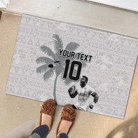Custom Fiji Rugby Pacific Champions 2024 Rubber Doormat Anniversary 7 Titles - Fijians Rugby and Tapa Hibiscus White Art LT03 - Polynesian Pride