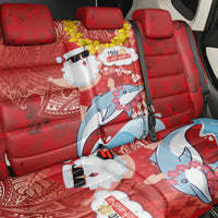 Hawaiian Mele Kalikimaka Back Car Seat Cover Funny Santa Riding Lei Dolphin with Kakau Tattoos - Polynesian Pride