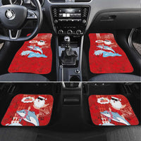 Hawaiian Mele Kalikimaka Car Mats Funny Santa Riding Lei Dolphin with Kakau Tattoos - Polynesian Pride