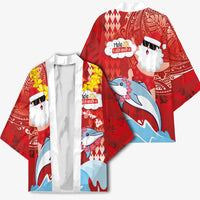 Hawaiian Mele Kalikimaka Kimono Funny Santa Riding Lei Dolphin with Kakau Tattoos - Polynesian Pride