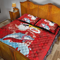 Hawaiian Mele Kalikimaka Quilt Bed Set Funny Santa Riding Lei Dolphin with Kakau Tattoos - Polynesian Pride