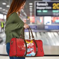 Hawaiian Mele Kalikimaka Travel Bag Funny Santa Riding Lei Dolphin with Kakau Tattoos - Polynesian Pride