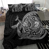 Hawaiian Whales Polynesian Art Motifs Bedding Set Black Color - Polynesian Pride