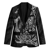 Hawaiian Whales Polynesian Art Motifs Blazer Black Color - Polynesian Pride
