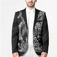 Hawaiian Whales Polynesian Art Motifs Blazer Black Color - Polynesian Pride