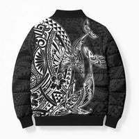 Hawaiian Whales Polynesian Art Motifs Bomber Puffer Jacket Black Color - Polynesian Pride