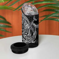 Hawaiian Whales Polynesian Art Motifs 4 in 1 Can Cooler Tumbler Black Color - Polynesian Pride