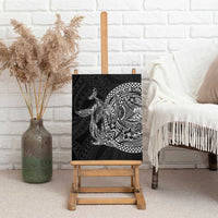 Hawaiian Whales Polynesian Art Motifs Canvas Wall Art Black Color - Polynesian Pride