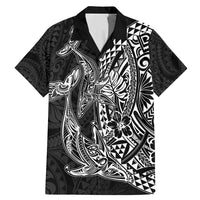 Hawaiian Whales Polynesian Art Motifs Family Matching Mermaid Dress and Hawaiian Shirt Black Color - Polynesian Pride