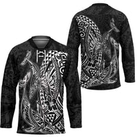 Hawaiian Whales Polynesian Art Motifs Hockey Jersey Black Color - Polynesian Pride