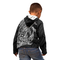 Hawaiian Whales Polynesian Art Motifs Kid Hoodie Black Color - Polynesian Pride
