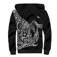 Hawaiian Whales Polynesian Art Motifs Sherpa Hoodie Black Color - Polynesian Pride