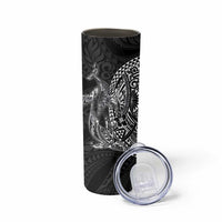 Hawaiian Whales Polynesian Art Motifs Skinny Tumbler Black Color - Polynesian Pride