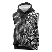Hawaiian Whales Polynesian Art Motifs Sleeveless Hoodie Black Color - Polynesian Pride