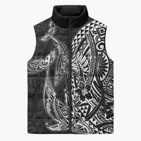 Hawaiian Whales Polynesian Art Motifs Sleeveless Puffer Jacket Black Color - Polynesian Pride