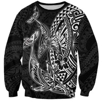 Hawaiian Whales Polynesian Art Motifs Sweatshirt Black Color - Polynesian Pride