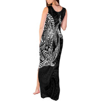 Hawaiian Whales Polynesian Art Motifs Tank Maxi Dress Black Color - Polynesian Pride