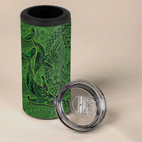Hawaiian Whales Polynesian Art Motifs 4 in 1 Can Cooler Tumbler Green Color - Polynesian Pride