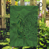 Hawaiian Whales Polynesian Art Motifs Garden Flag Green Color - Polynesian Pride