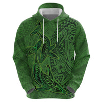 Hawaiian Whales Polynesian Art Motifs Hoodie Green Color - Polynesian Pride