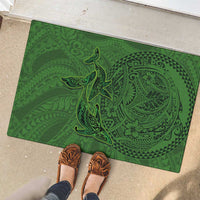 Hawaiian Whales Polynesian Art Motifs Rubber Doormat Green Color - Polynesian Pride
