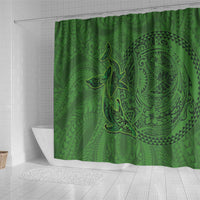Hawaiian Whales Polynesian Art Motifs Shower Curtain Green Color - Polynesian Pride