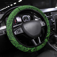 Hawaiian Whales Polynesian Art Motifs Steering Wheel Cover Green Color - Polynesian Pride