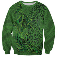 Hawaiian Whales Polynesian Art Motifs Sweatshirt Green Color - Polynesian Pride