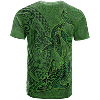 Hawaiian Whales Polynesian Art Motifs T Shirt Green Color - Polynesian Pride
