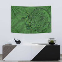 Hawaiian Whales Polynesian Art Motifs Tapestry Green Color - Polynesian Pride