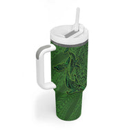 Hawaiian Whales Polynesian Art Motifs Tumbler With Handle Green Color - Polynesian Pride