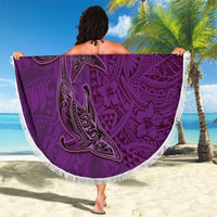 Hawaiian Whales Polynesian Art Motifs Beach Blanket Purple Color - Polynesian Pride